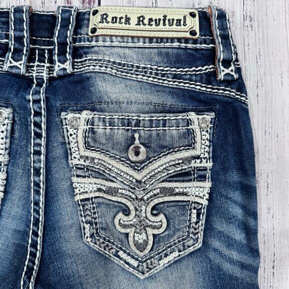 Rock Revival Denim - Rock Revival Celinda Ankle Skinny Jeans Size 26 Distressed Mid Rise
